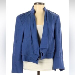 White House Black Market Blue Open Front Cropped Blazer